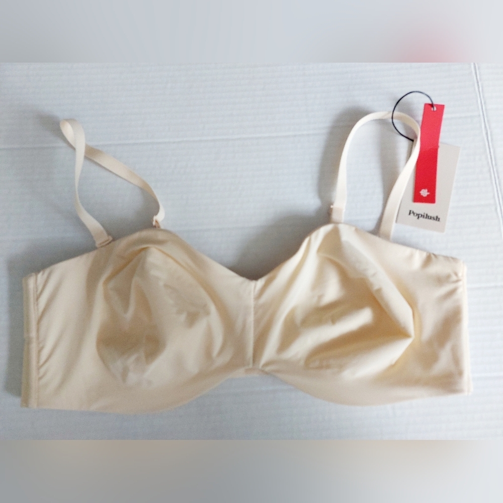 Beige‎ Popilush Supportive Bra 38C NWT Soft Back Close